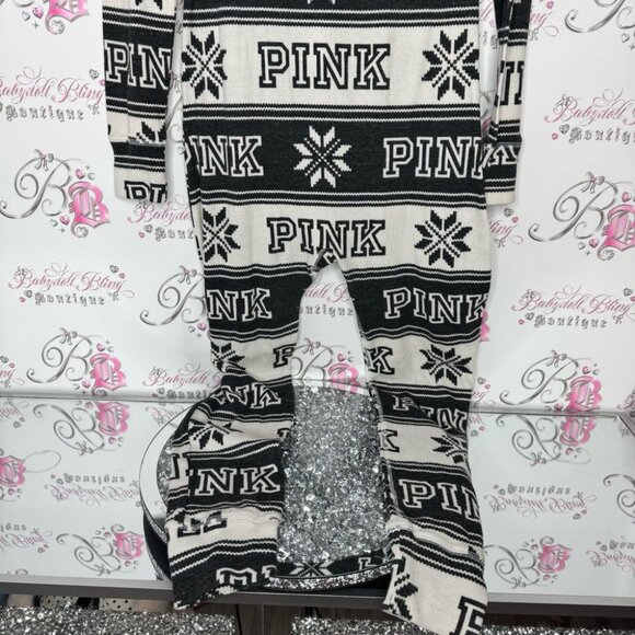 Victoria secret pink onesie long sleeve but flap waffle knit winter Pajamas - Picture 7 of 14